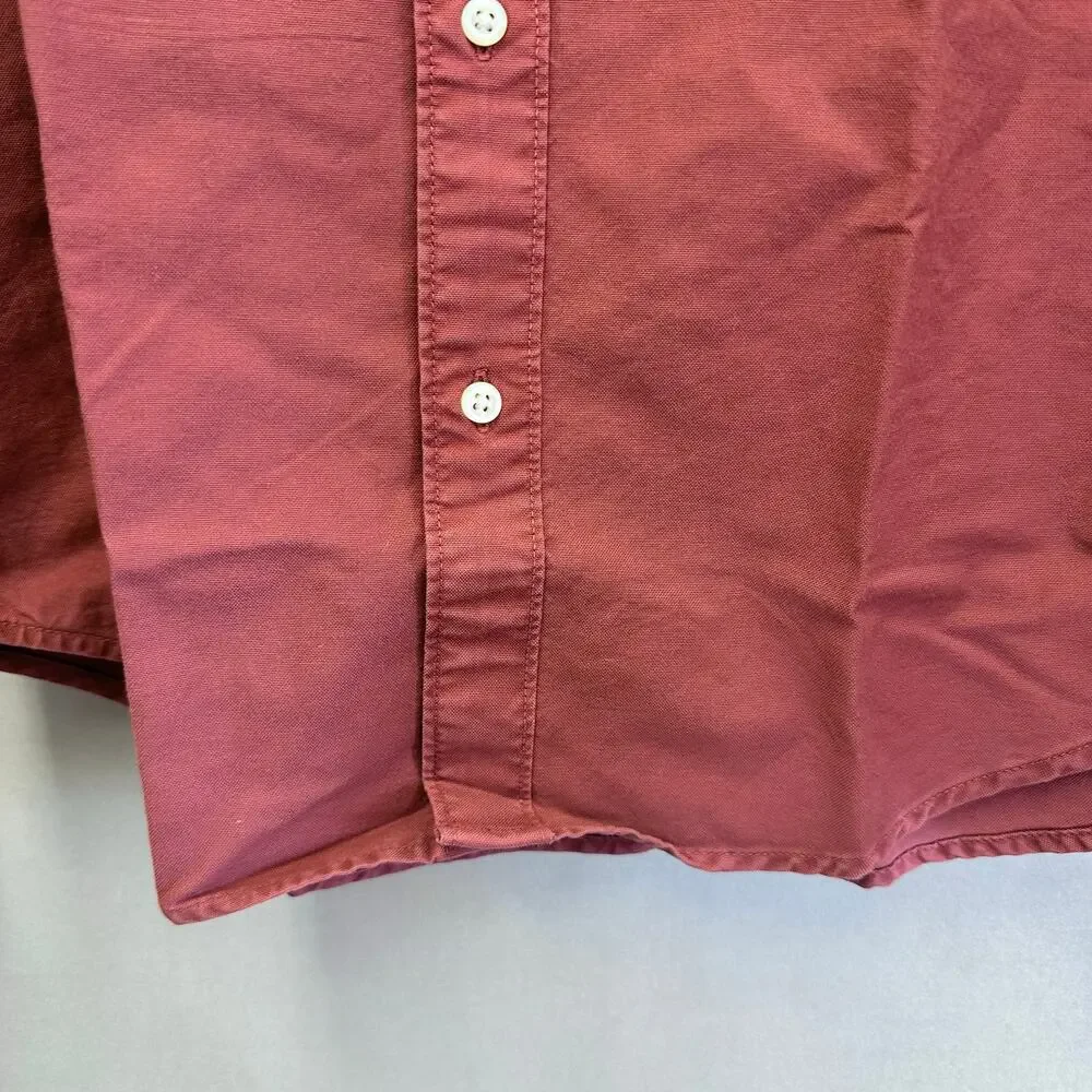 J Crew mens stretch Oxford cloth garment dye shirt faded burgundy size‎ medium
